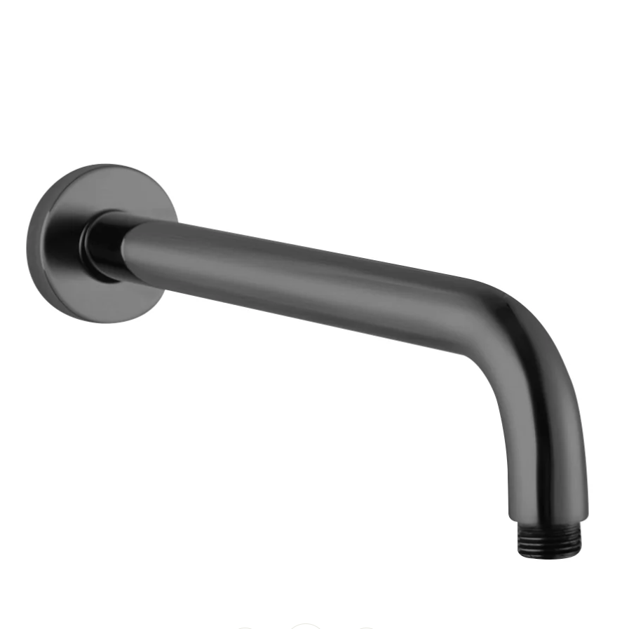 Round Wall Straight Shower Arm Gun Metal Grey 400mm