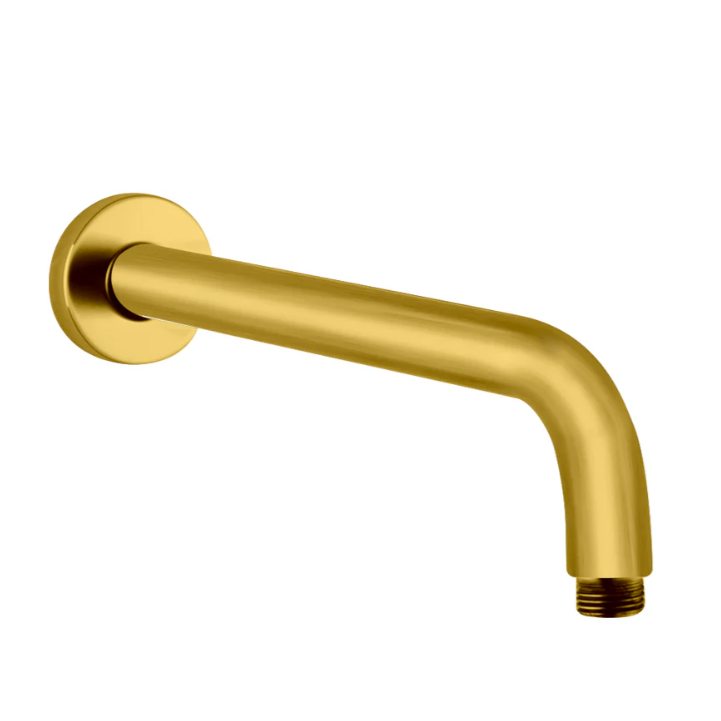 Round Wall Straight Shower Arm Brushed Yellow Gold 400mm