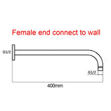 Round Wall Straight Shower Arm Chrome 400mm