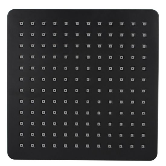 Square ABS Rainfall Shower Head Black 200mm
