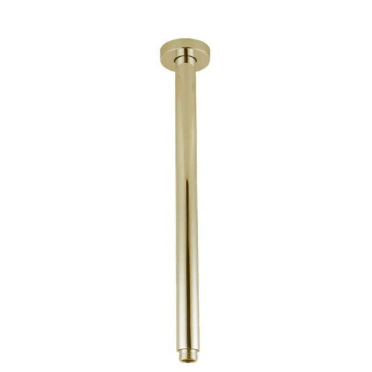 Round Ceiling Shower Arm Brushed Brass 400mm