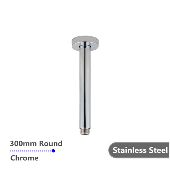 Round Ceiling Shower Arm Chrome 300mm