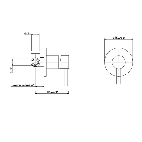 LUCID PIN Series Round Wall Mixer (color up) Gun Metal 65mm Plate
