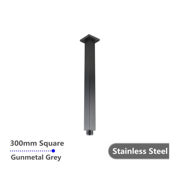 Square Ceiling Shower Arm Gun Metal Grey 300mm