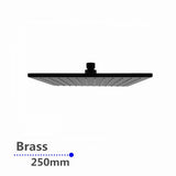 Square Rainfall Brass Shower Head Black 250mm