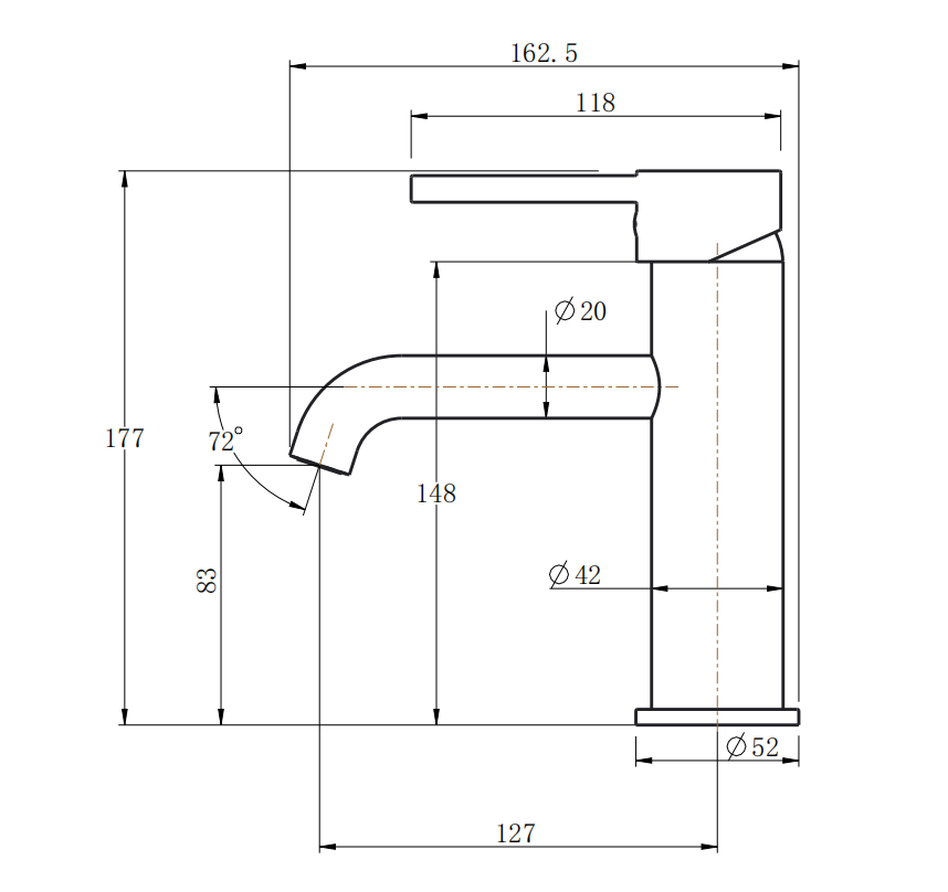 LUCID PIN Series Round Black Basin Mixer