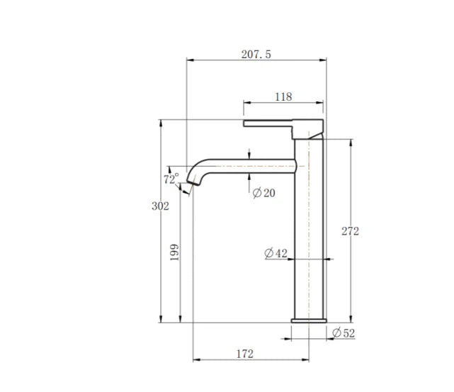 LUCID PIN Series Round Brushed Brass Tall Basin Mixer