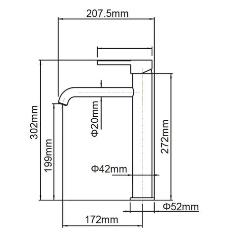 LUCID PIN Series Round Chrome Tall Basin Mixer