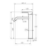 LUCID PIN Series Round Brushed Nickel Tall Basin Mixer