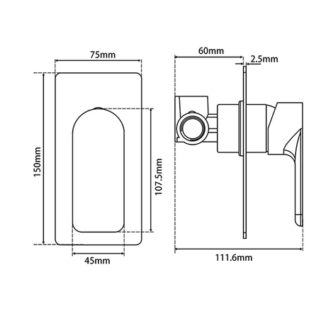 VOG Series Shower/Bath Wall Mixer (color up) Gun Metal Grey