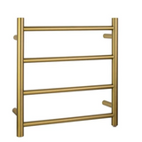 Round Electric Heated Towel Rack 4 Bars Brushed Brass