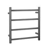 Round Electric Heated Towel Rack 4 Bars Brushed Gun Metal Grey