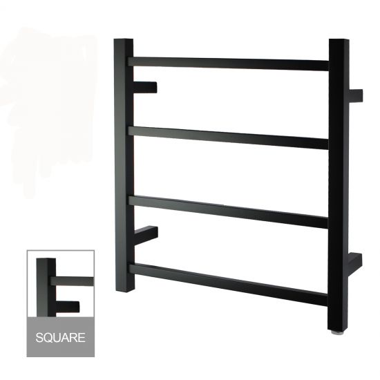 Square Electric Heated Towel Rack 4 Bars Black