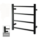 Square Electric Heated Towel Rack 4 Bars Black