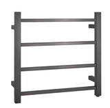 Square Electric Heated Towel Rack 4 Bars Brushed Gun Metal Grey