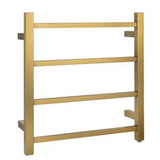 Square Electric Heated Towel Rack 4 Bars Brushed Brass