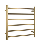 Round Electric Heated Towel Rack 6 Bars Brushed Brass