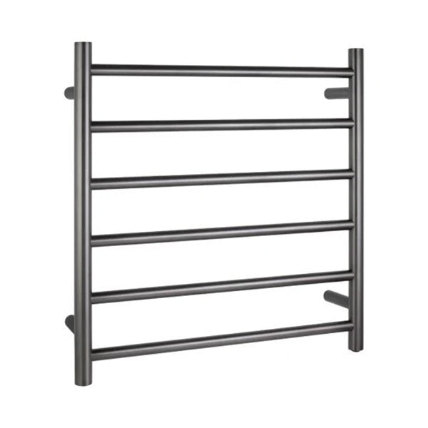 Round Electric Heated Towel Rack 6 Bars Brushed Gun Metal Grey