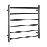 Round Electric Heated Towel Rack 6 Bars Brushed Gun Metal Grey