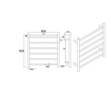 Round Electric Heated Towel Rack 6 Bars Brushed Brass