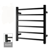 Square Electric Heated Towel Rack 6 Bars Black