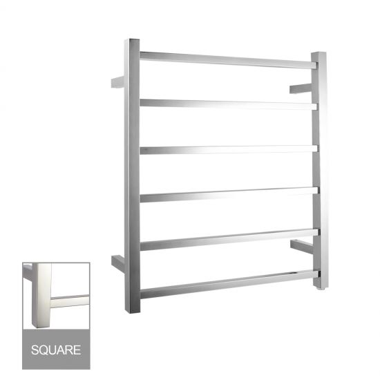 Square Electric Heated Towel Rack 6 Bars Chrome