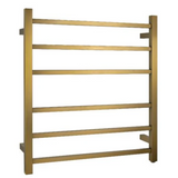 Square Electric Heated Towel Rack 6 Bars Brushed Brass
