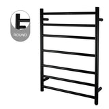 Round Electric Heated Towel Rack 7 Bars Black