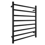 Round Electric Heated Towel Rack 8 Bars Black