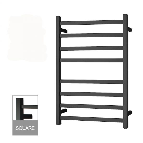 Square Electric Heated Towel Rack 8 Bars Black