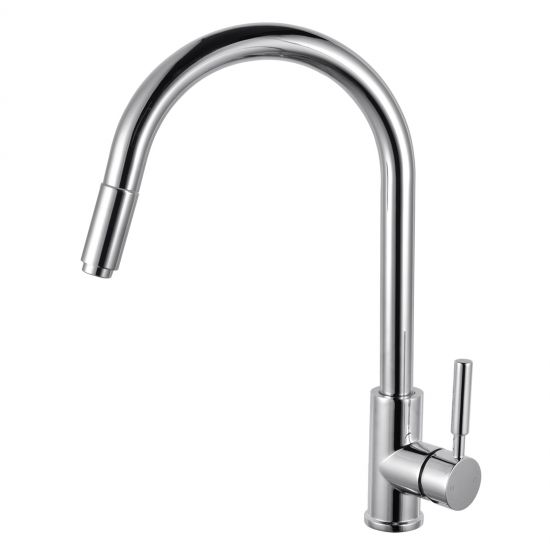 Round Pull Out Kitchen Sink Mixer Chrome