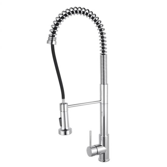 Tall Spring Pull Out Kitchen Sink Mixer Tap Chrome