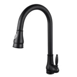 Round Vintage Pull Out Kitchen Sink Mixer Tap Black