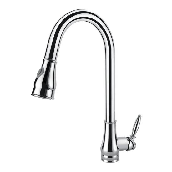 Round Vintage Pull Out Kitchen Sink Mixer Tap Chrome