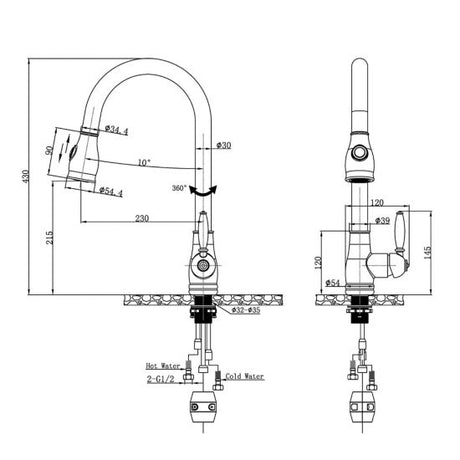 Round Vintage Pull Out Kitchen Sink Mixer Tap Black