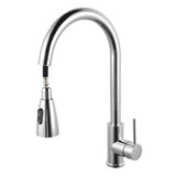 Round Pull Out Shower Kitchen Sink Mixer Tap Chrome