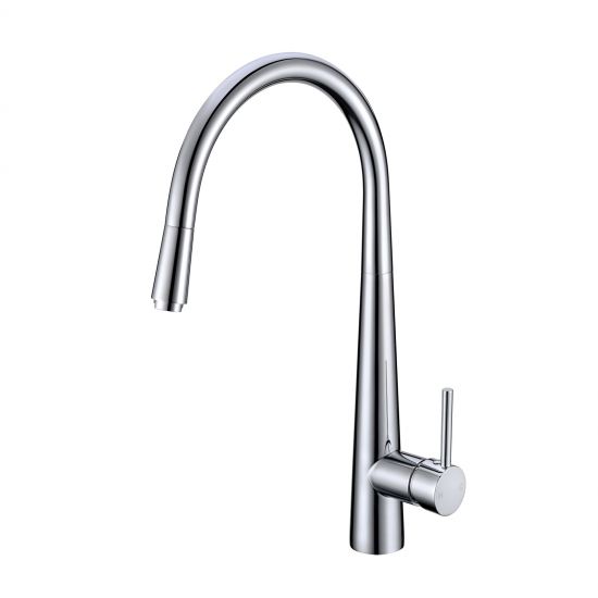 Round Pull Out Kitchen Sink Mixer Chrome