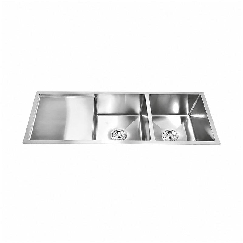 Double Bowl Sink Brushed Silver Ext: 1150x450x220mm