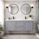 Vintage (Hung) Series Double Bowls Matt Grey Overall 1200mm Vanity Set With Flat Stone Bench Top Suits Double Bowl