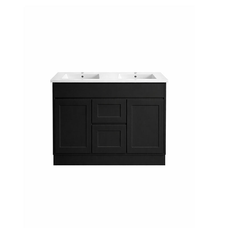Vintage Series Double Bowls Matt Black Overall 1180x455x855mm CABINET ONLY