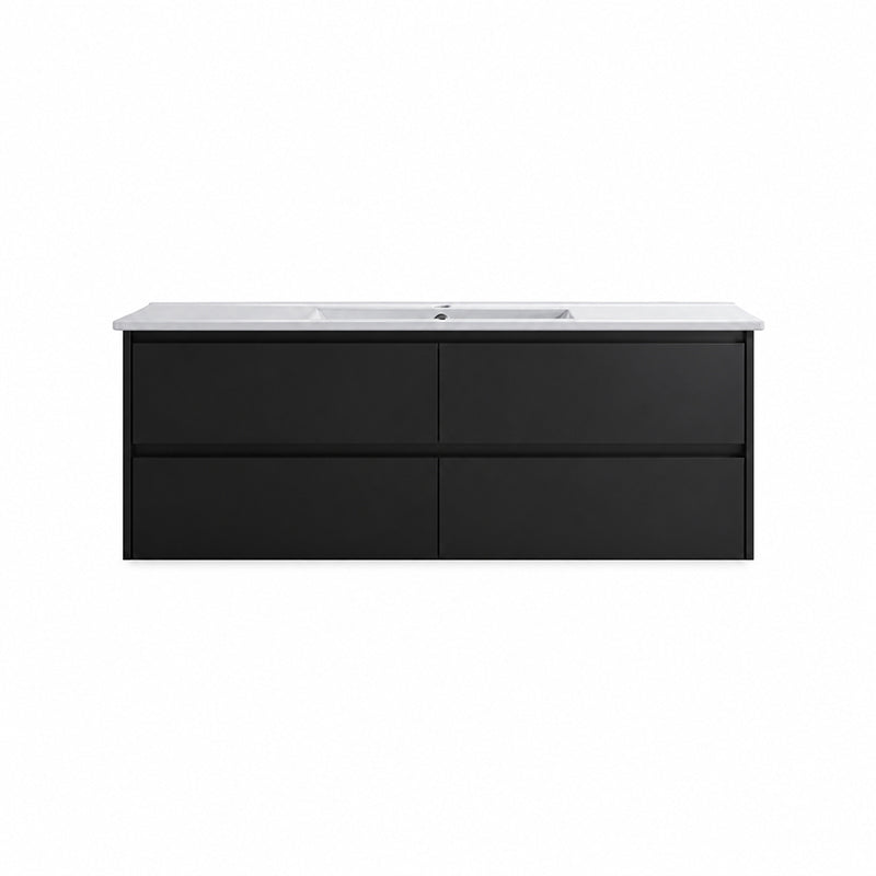 Moddra(Hung) Series Matt Black Overall 1180x455x540mm Vanity Set With Flat Stone Bench Top