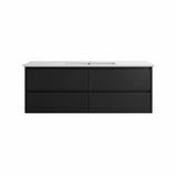 Moddra(Hung) Series Matt Black Overall 1180x455x540mm Vanity Set With Flat Stone Bench Top