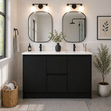 Moddoo Series Double Bowls Matt Black Overall 1180x455x855mm Vanity Set With Stone Top & Ceramic Undermount Basin