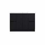 Moddoo Series Single Bowl Matt Black Overall 1180x455x855mm Vanity Set With Stone Top & Ceramic Undermount Basin