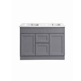 Vintage Series Double Bowls Matt Grey Overall 1180x455x855mm Vanity with Stone Top & Ceramic Undermount Basin