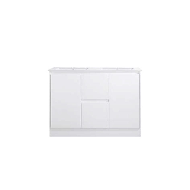 Moddoo Series Double Bowls Gloss White Overall 1180x455x855mm Vanity Set With Stone Top & Ceramic Undermount Basin