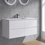Moddra(Hung) Series Matt White Overall 1180x455x540mm Vanity Set With Stone Top & Ceramic Undermount Basin