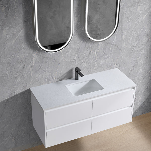 Moddra(Hung) Series Matt White Overall 1180x455x540mm Vanity Set With Stone Top & Ceramic Undermount Basin