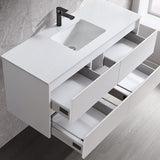 Moddra(Hung) Series Matt White Overall 1180x455x540mm Vanity Set With Stone Top & Ceramic Undermount Basin