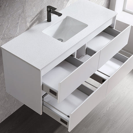 Moddra(Hung) Series Matt White Overall 1180x455x540mm Vanity Set With Ceramic Slimline Top (UV31)
